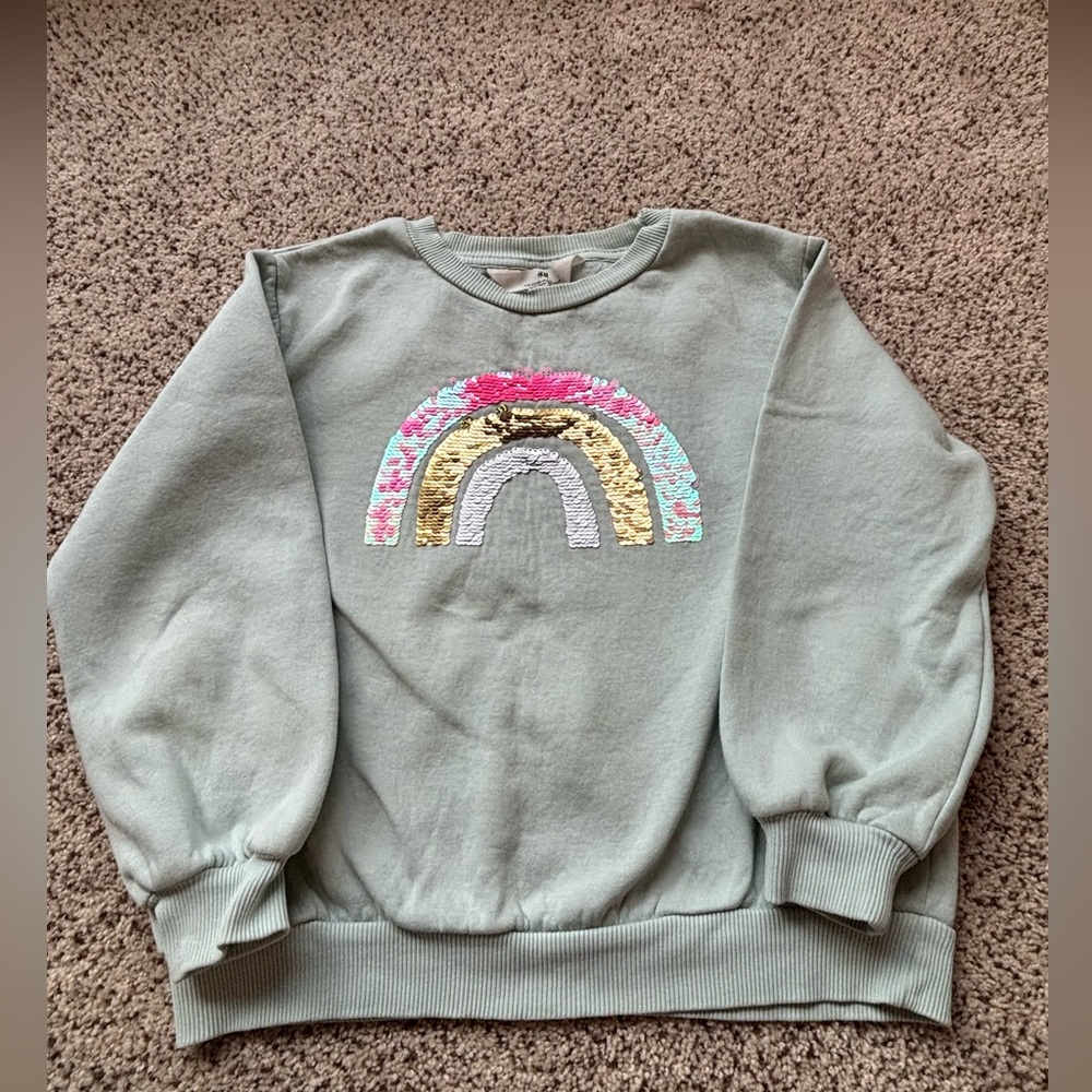 H&M Light Green Ribbed Sweatshirt